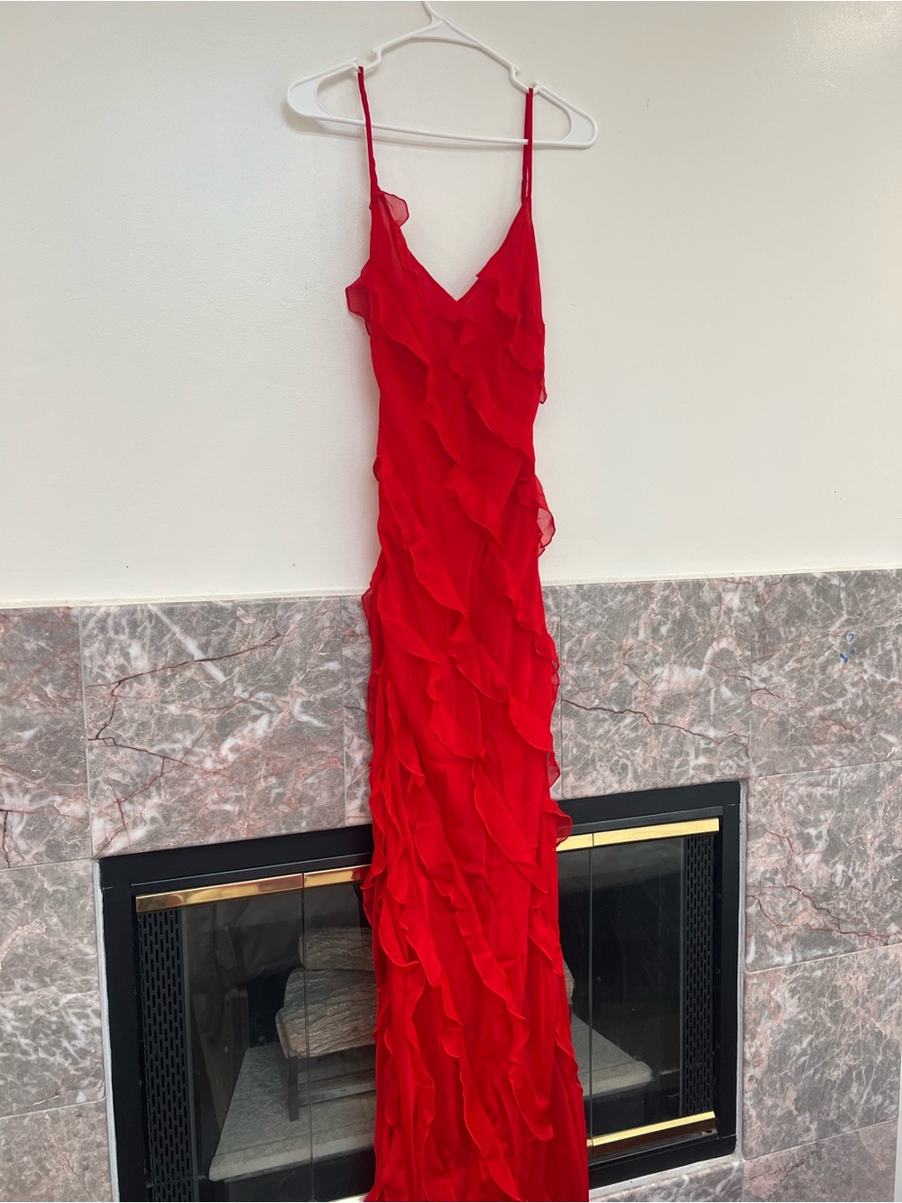 Rat and Boa Cecelia Red Ruffle Maxi Dress